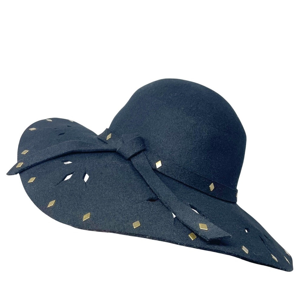 Maurices Women's Black Felt Laser Cut Floppy Hat OS Festival Country Cowgirl